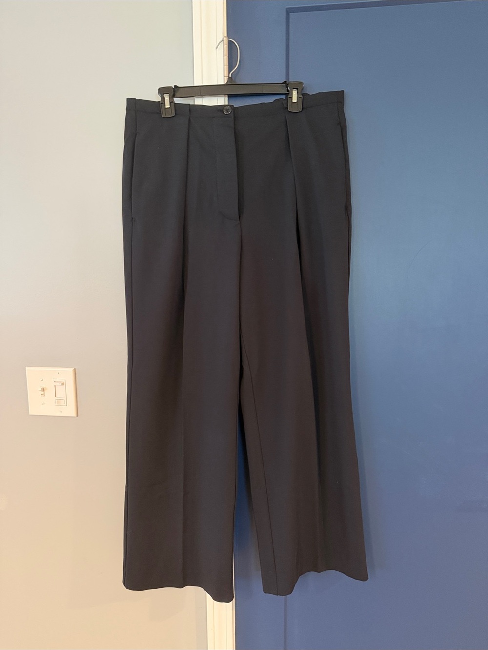 RARE Free People Black Wide-Leg classy dress pants stretchy pleated large EUC